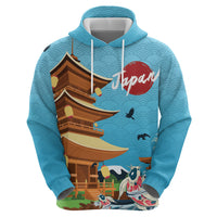 Japan Land Of The Rising Sun Zip Hoodie Japanese Pagoda Koi Fish