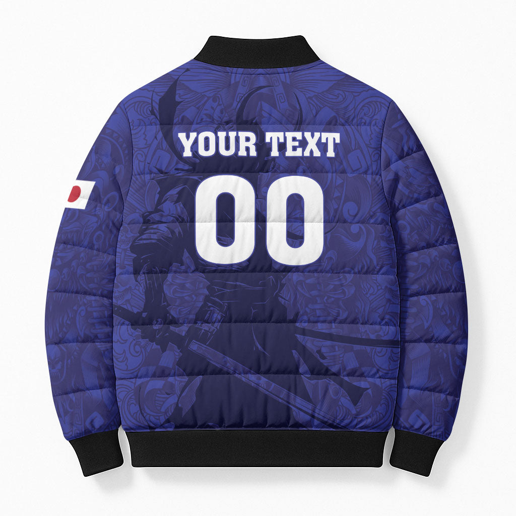 Custom Japan Samurai Blue 2026 Football Bomber Puffer Jacket Go Champion