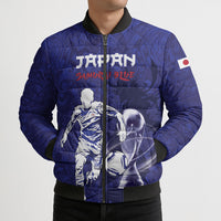 Custom Japan Samurai Blue 2026 Football Bomber Puffer Jacket Go Champion
