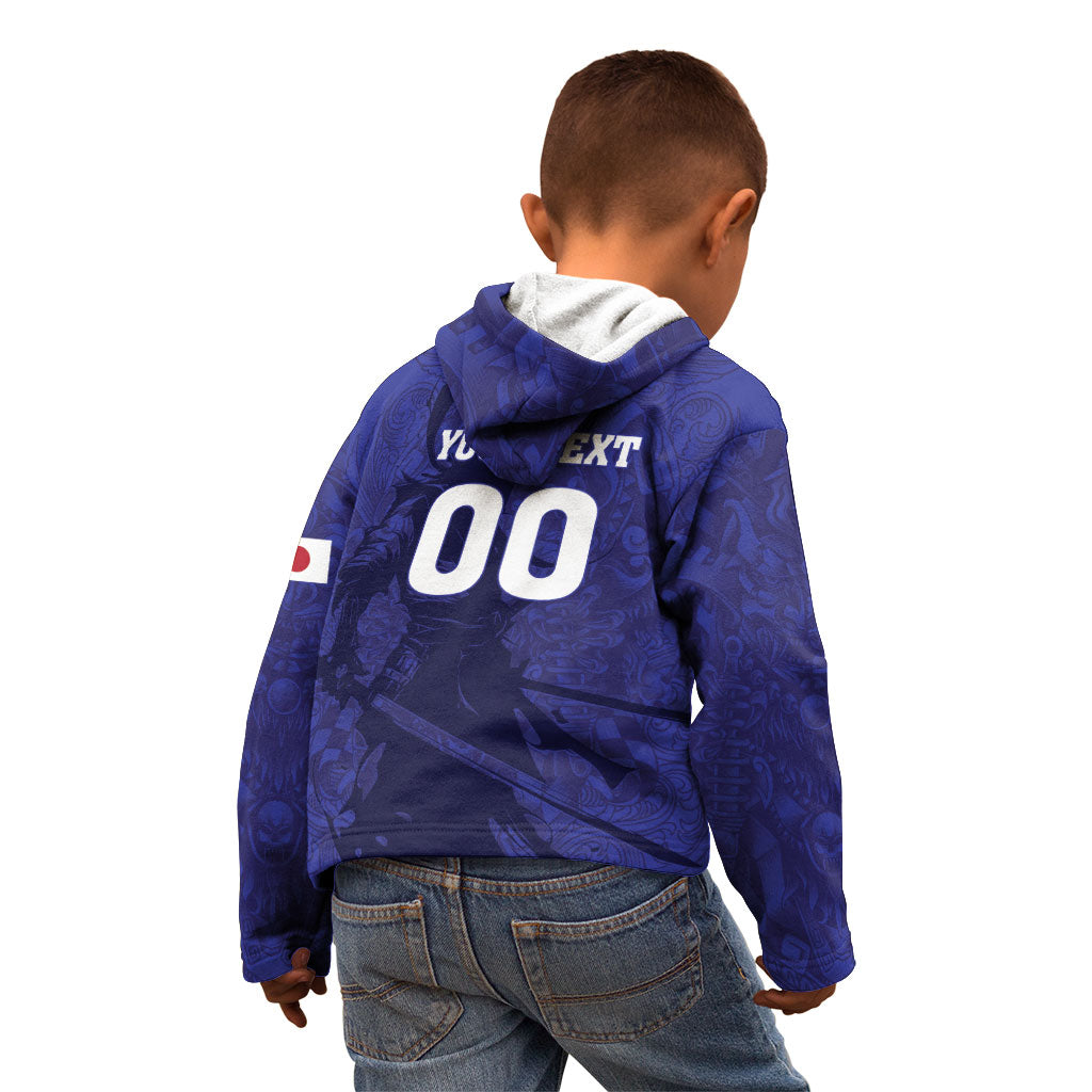 Custom Japan Samurai Blue 2026 Football Kid Hoodie Go Champion