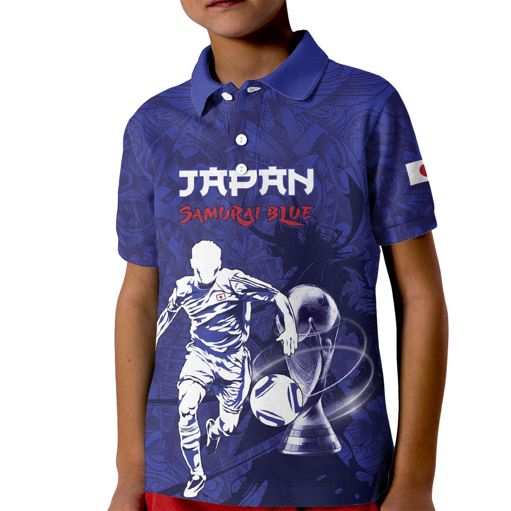Custom Japan Samurai Blue 2026 Football Kid Polo Shirt Go Champion