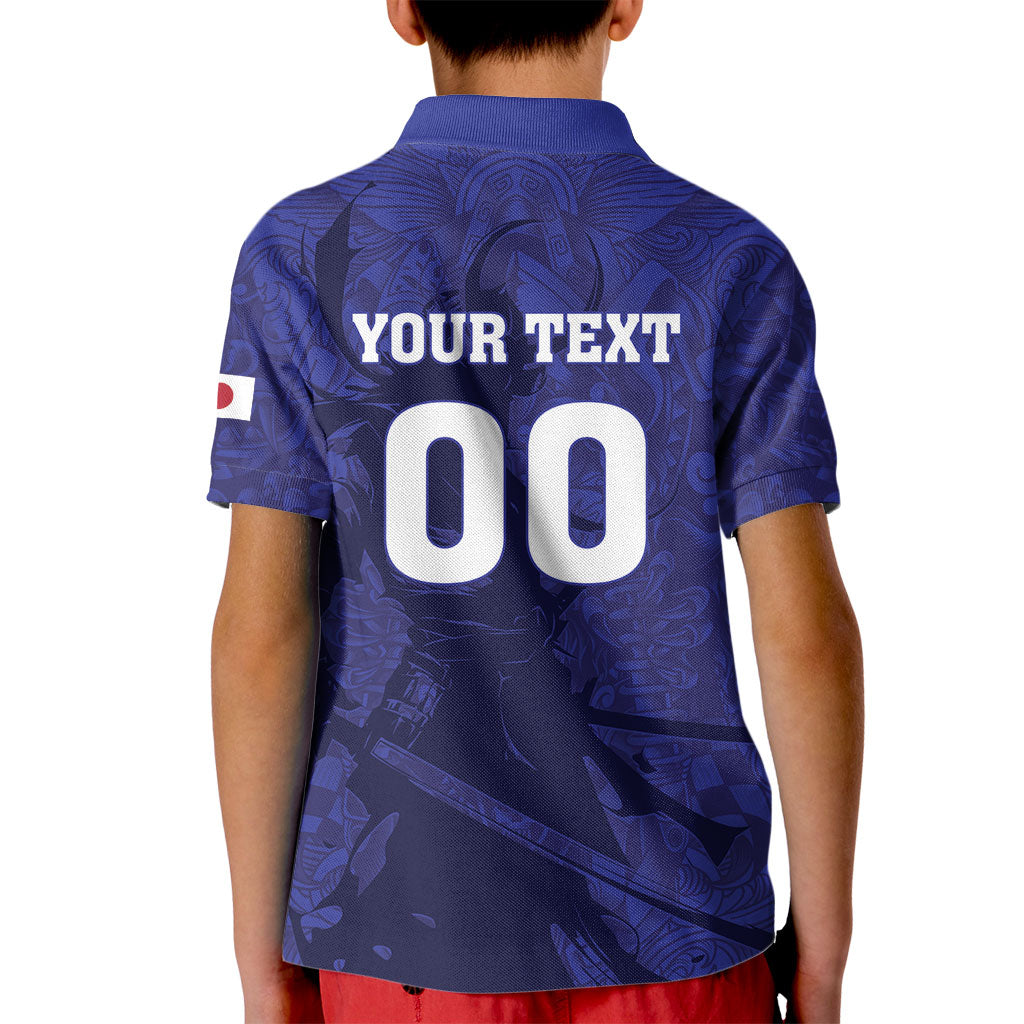Custom Japan Samurai Blue 2026 Football Kid Polo Shirt Go Champion