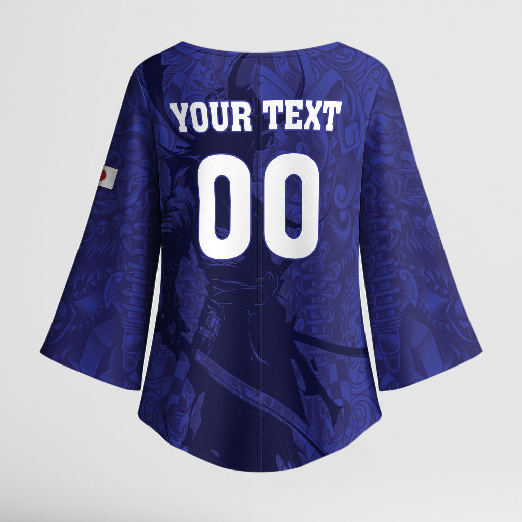 Custom Japan Samurai Blue 2026 Football Kimono Sleeve Blouse Go Champion