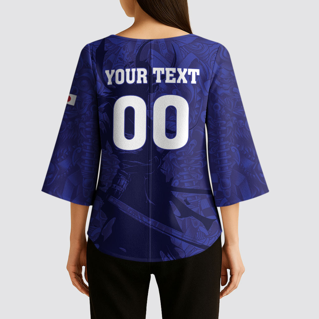 Custom Japan Samurai Blue 2026 Football Kimono Sleeve Blouse Go Champion