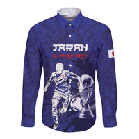 Custom Japan Samurai Blue 2026 Football Long Sleeve Button Shirt Go Champion
