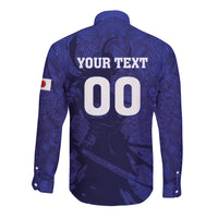 Custom Japan Samurai Blue 2026 Football Long Sleeve Button Shirt Go Champion