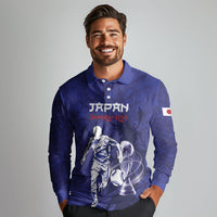 Custom Japan Samurai Blue 2026 Football Long Sleeve Polo Shirt Go Champion