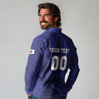 Custom Japan Samurai Blue 2026 Football Long Sleeve Polo Shirt Go Champion