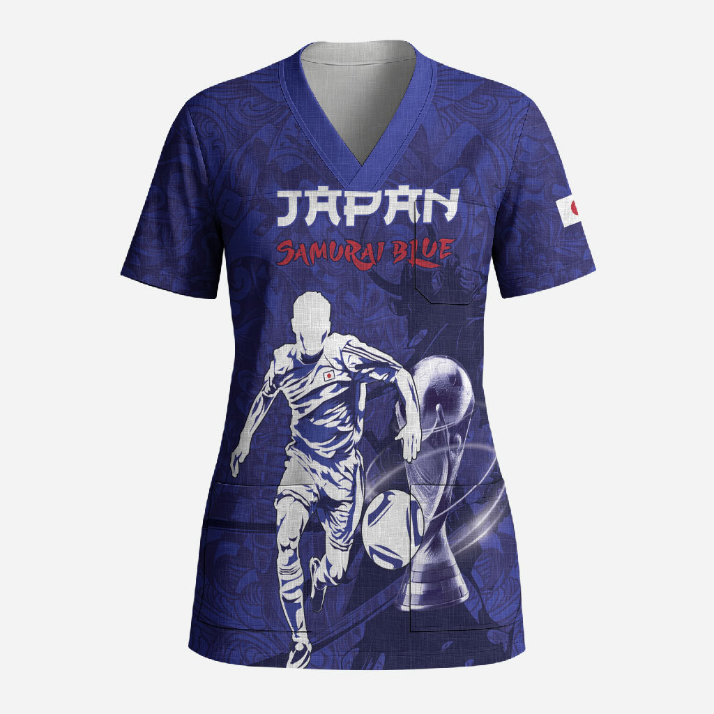 Custom Japan Samurai Blue 2026 Football Scrub Top Go Champion