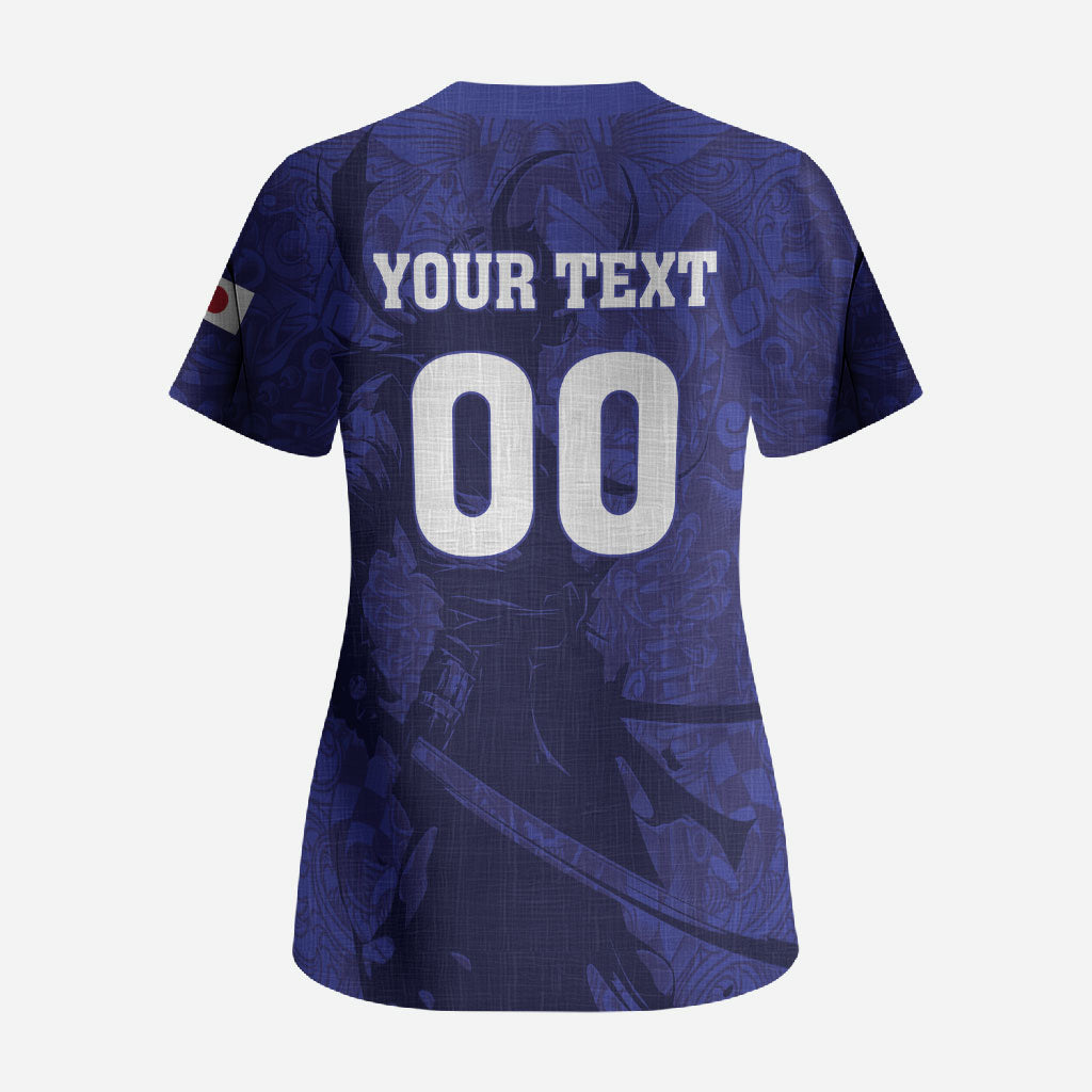 Custom Japan Samurai Blue 2026 Football Scrub Top Go Champion