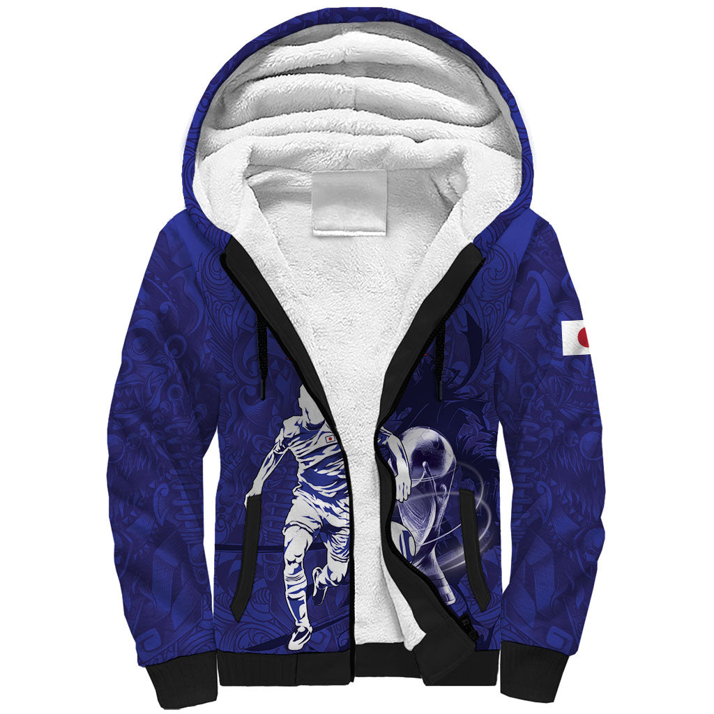 Custom Japan Samurai Blue 2026 Football Sherpa Hoodie Go Champion