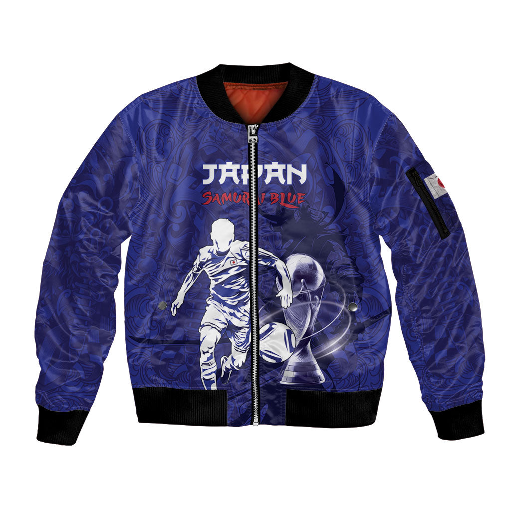 Custom Japan Samurai Blue 2026 Football Sleeve Zip Bomber Jacket Go Champion