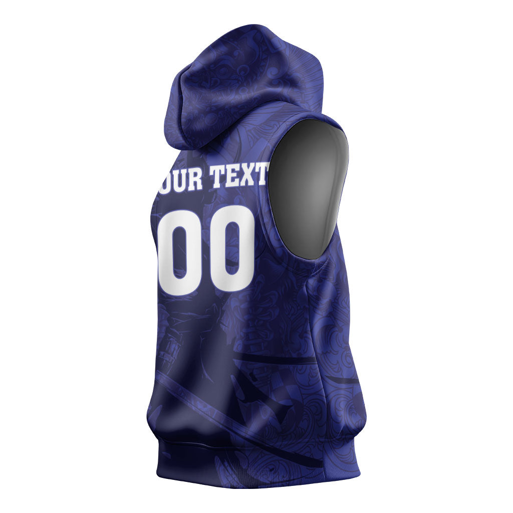 Custom Japan Samurai Blue 2026 Football Sleeveless Hoodie Go Champion