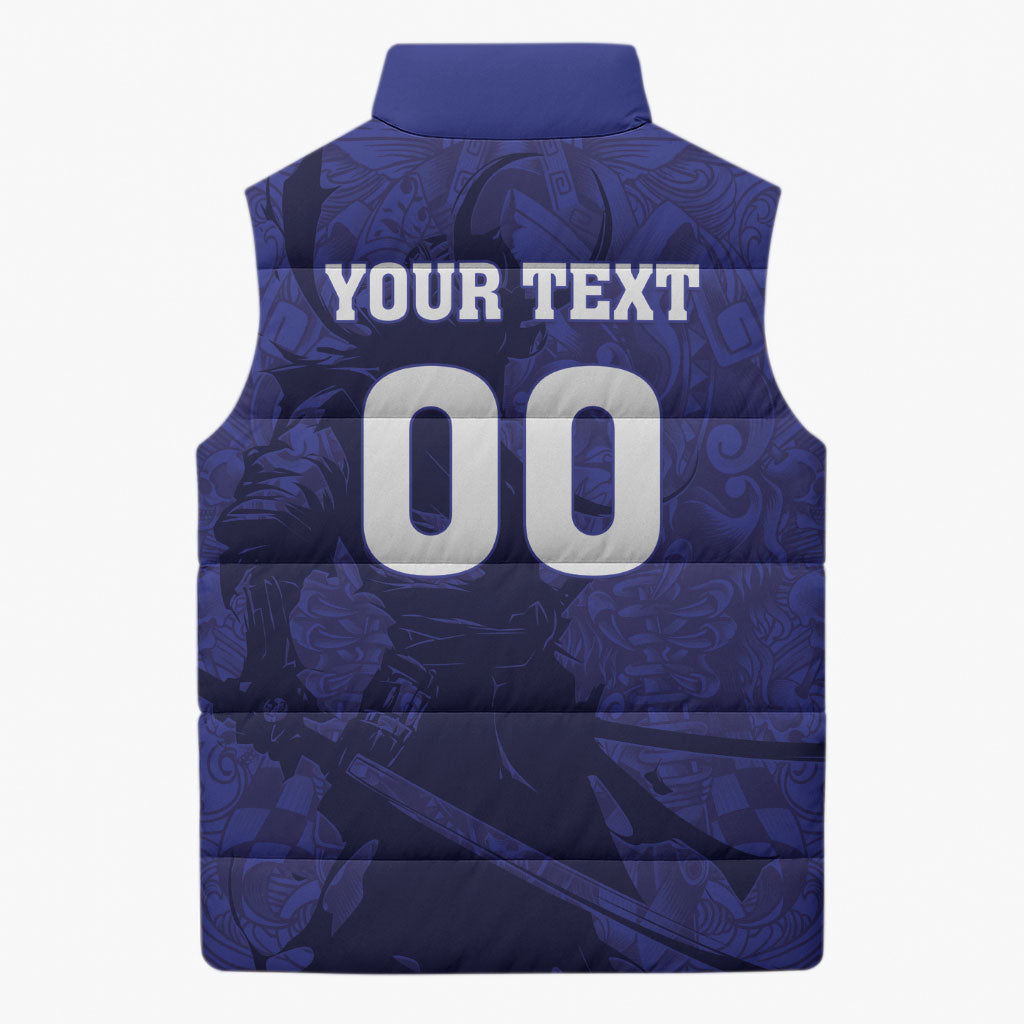 Custom Japan Samurai Blue 2026 Football Sleeveless Puffer Jacket Go Champion