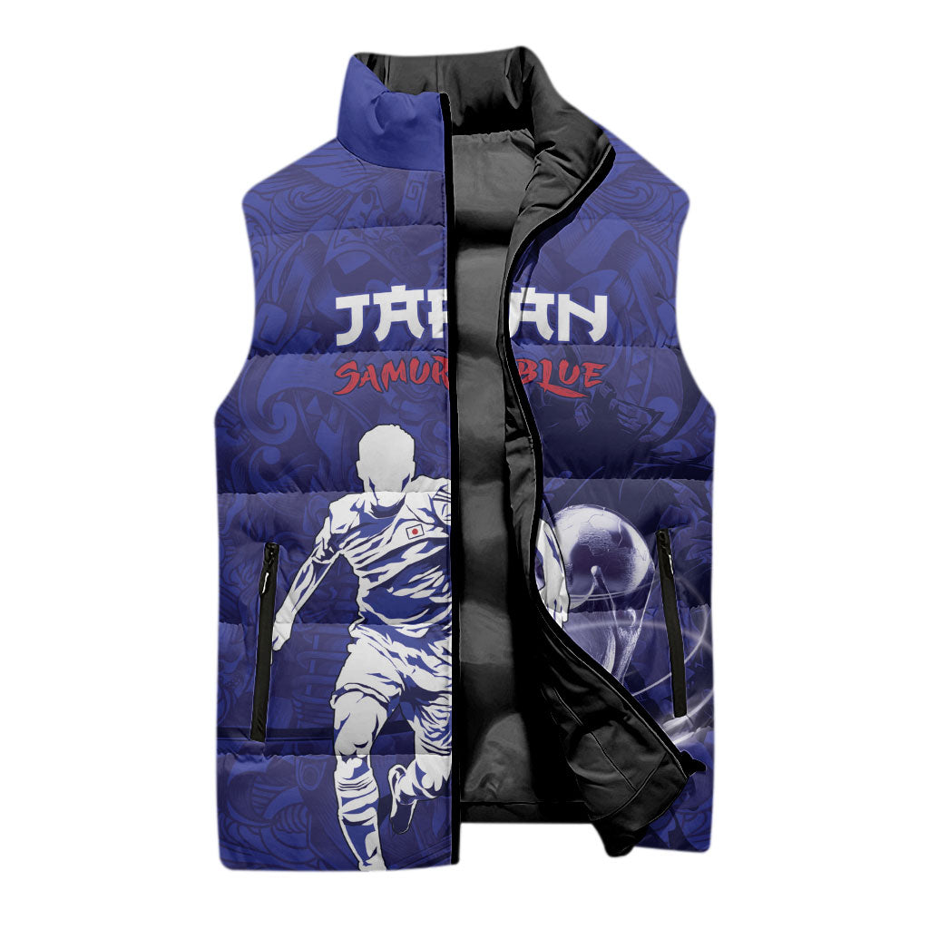 Custom Japan Samurai Blue 2026 Football Sleeveless Puffer Jacket Go Champion