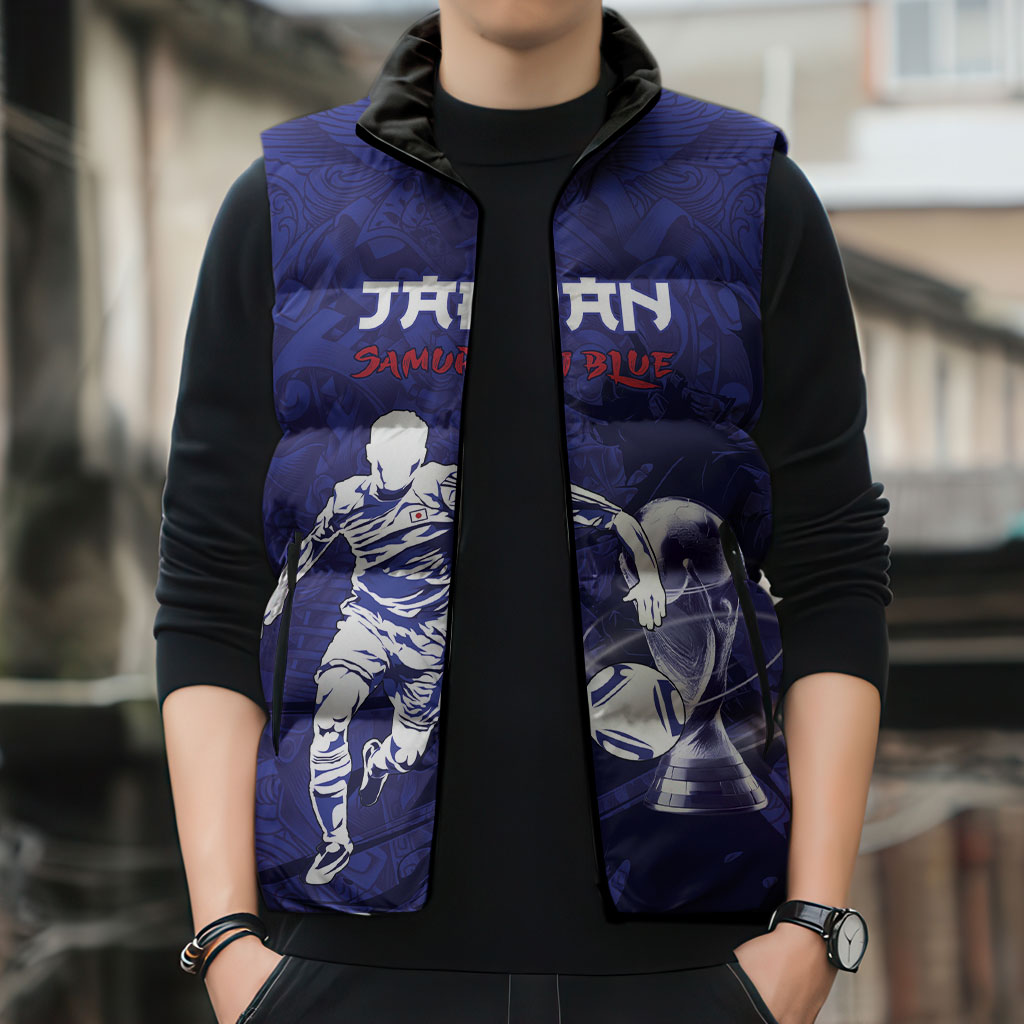 Custom Japan Samurai Blue 2026 Football Sleeveless Puffer Jacket Go Champion