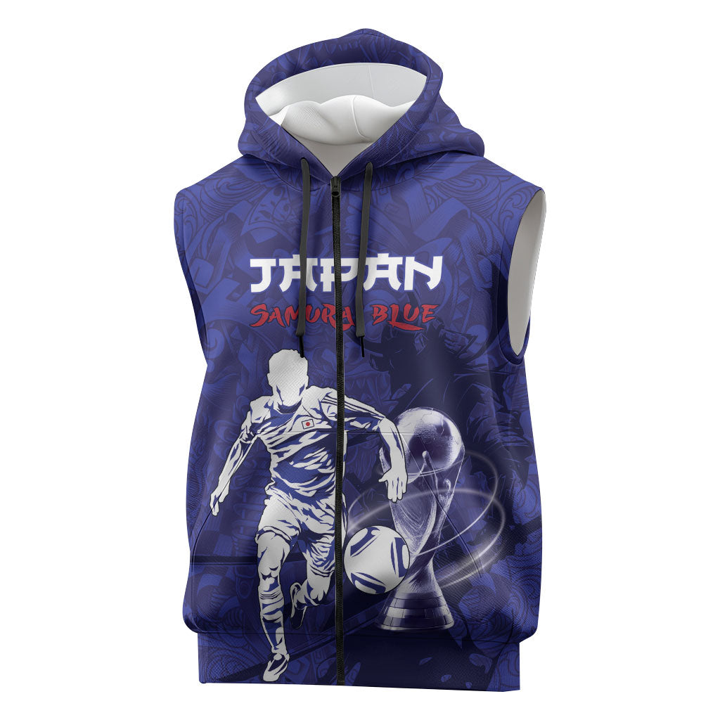 Custom Japan Samurai Blue 2026 Football Sleeveless Zip Hoodie Go Champion