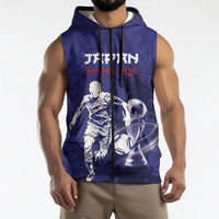 Custom Japan Samurai Blue 2026 Football Sleeveless Zip Hoodie Go Champion