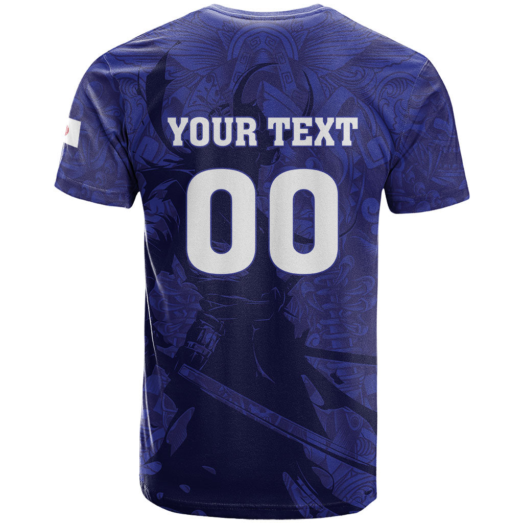 Custom Japan Samurai Blue 2026 Football T Shirt Go Champion