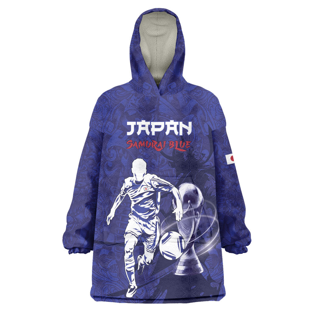 Custom Japan Samurai Blue 2026 Football Wearable Blanket Hoodie Go Champion