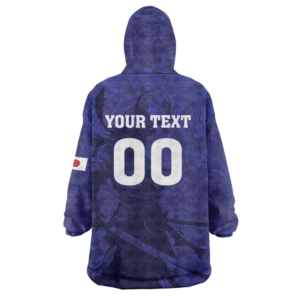 Custom Japan Samurai Blue 2026 Football Wearable Blanket Hoodie Go Champion