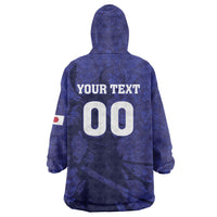 Custom Japan Samurai Blue 2026 Football Wearable Blanket Hoodie Go Champion