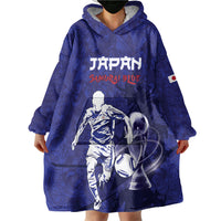 Custom Japan Samurai Blue 2026 Football Wearable Blanket Hoodie Go Champion