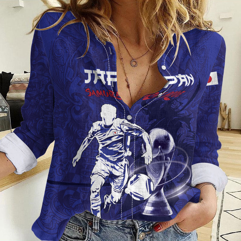 Custom Japan Samurai Blue 2026 Football Women Casual Shirt Go Champion