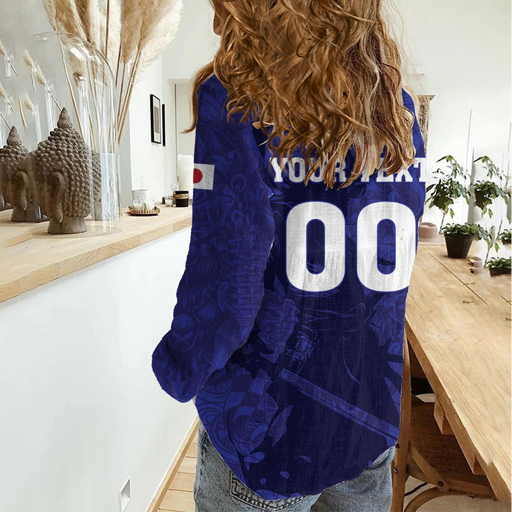 Custom Japan Samurai Blue 2026 Football Women Casual Shirt Go Champion