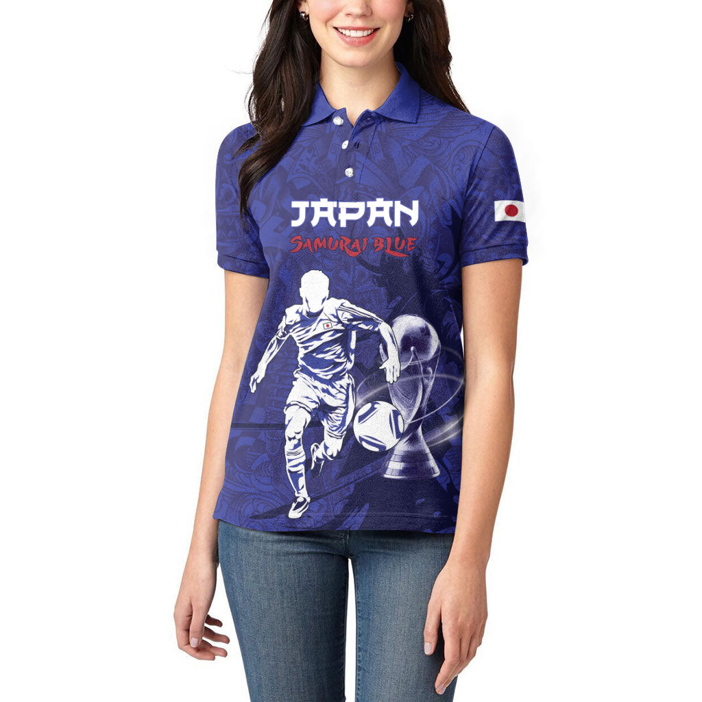 Custom Japan Samurai Blue 2026 Football Women Polo Shirt Go Champion