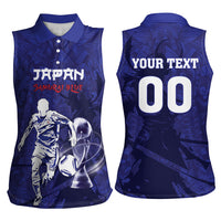 Custom Japan Samurai Blue 2026 Football Women Sleeveless Polo Shirt Go Champion
