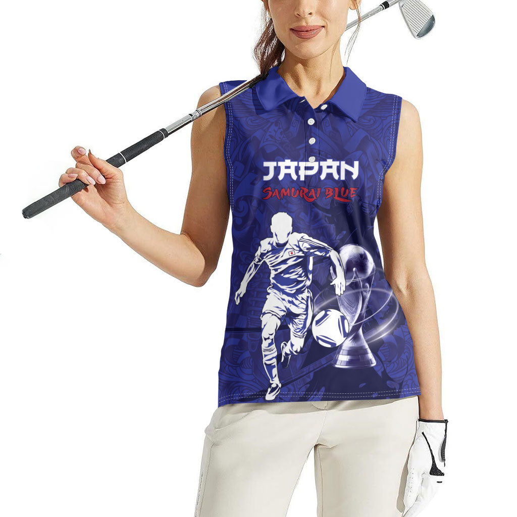 Custom Japan Samurai Blue 2026 Football Women Sleeveless Polo Shirt Go Champion