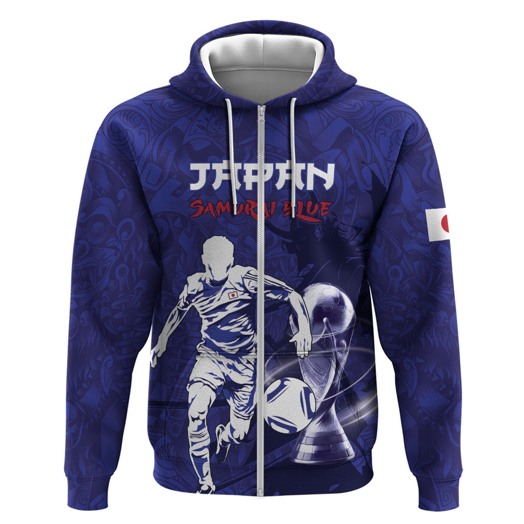 Custom Japan Samurai Blue 2026 Football Zip Hoodie Go Champion