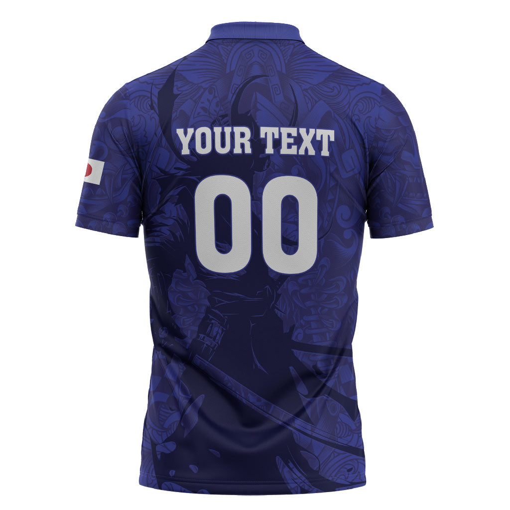 Custom Japan Samurai Blue 2026 Football Zipper Polo Shirt Go Champion