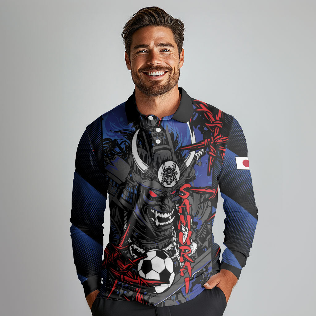 Personalised Japan Samurai 2026 Football Long Sleeve Polo Shirt Come To Fight