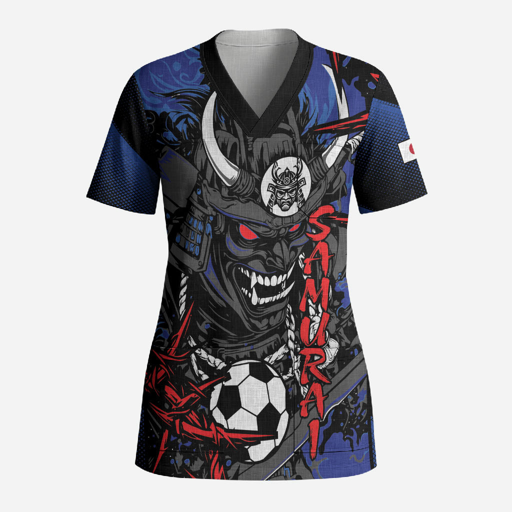 Personalised Japan Samurai 2026 Football Scrub Top Come To Fight