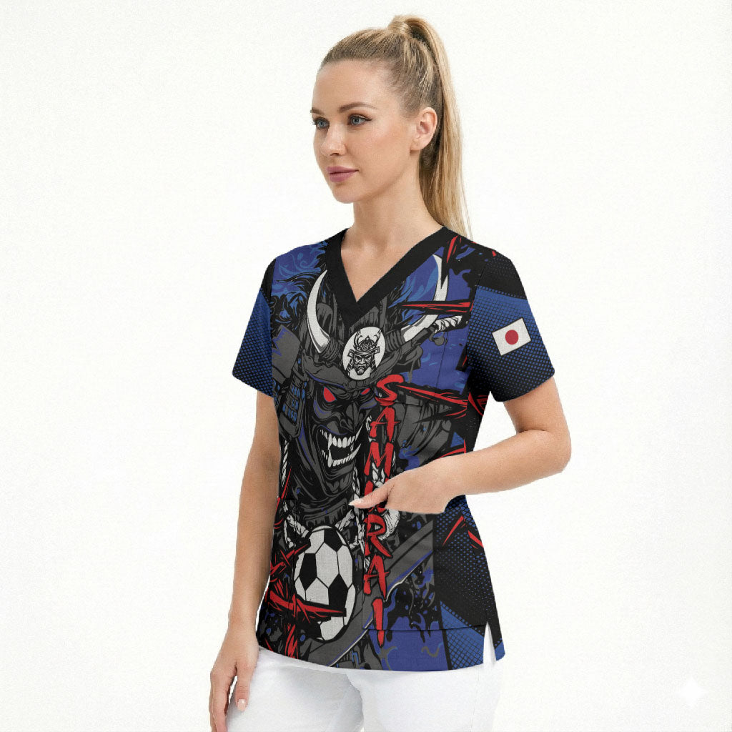 Personalised Japan Samurai 2026 Football Scrub Top Come To Fight