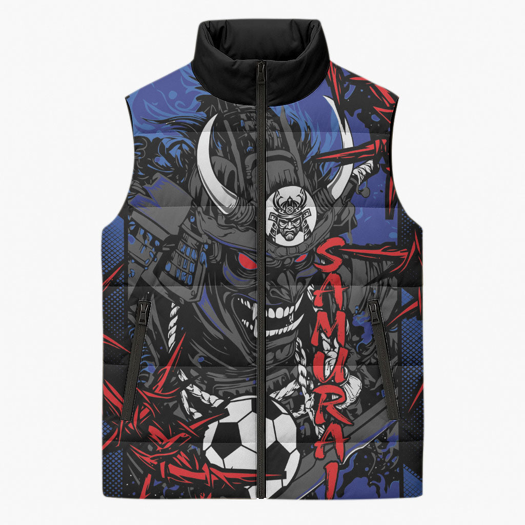 Personalised Japan Samurai 2026 Football Sleeveless Puffer Jacket Come To Fight