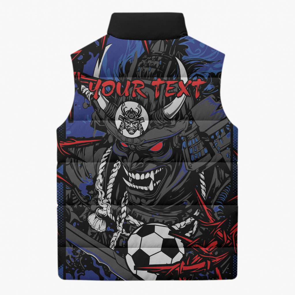 Personalised Japan Samurai 2026 Football Sleeveless Puffer Jacket Come To Fight
