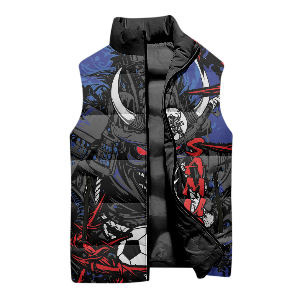 Personalised Japan Samurai 2026 Football Sleeveless Puffer Jacket Come To Fight