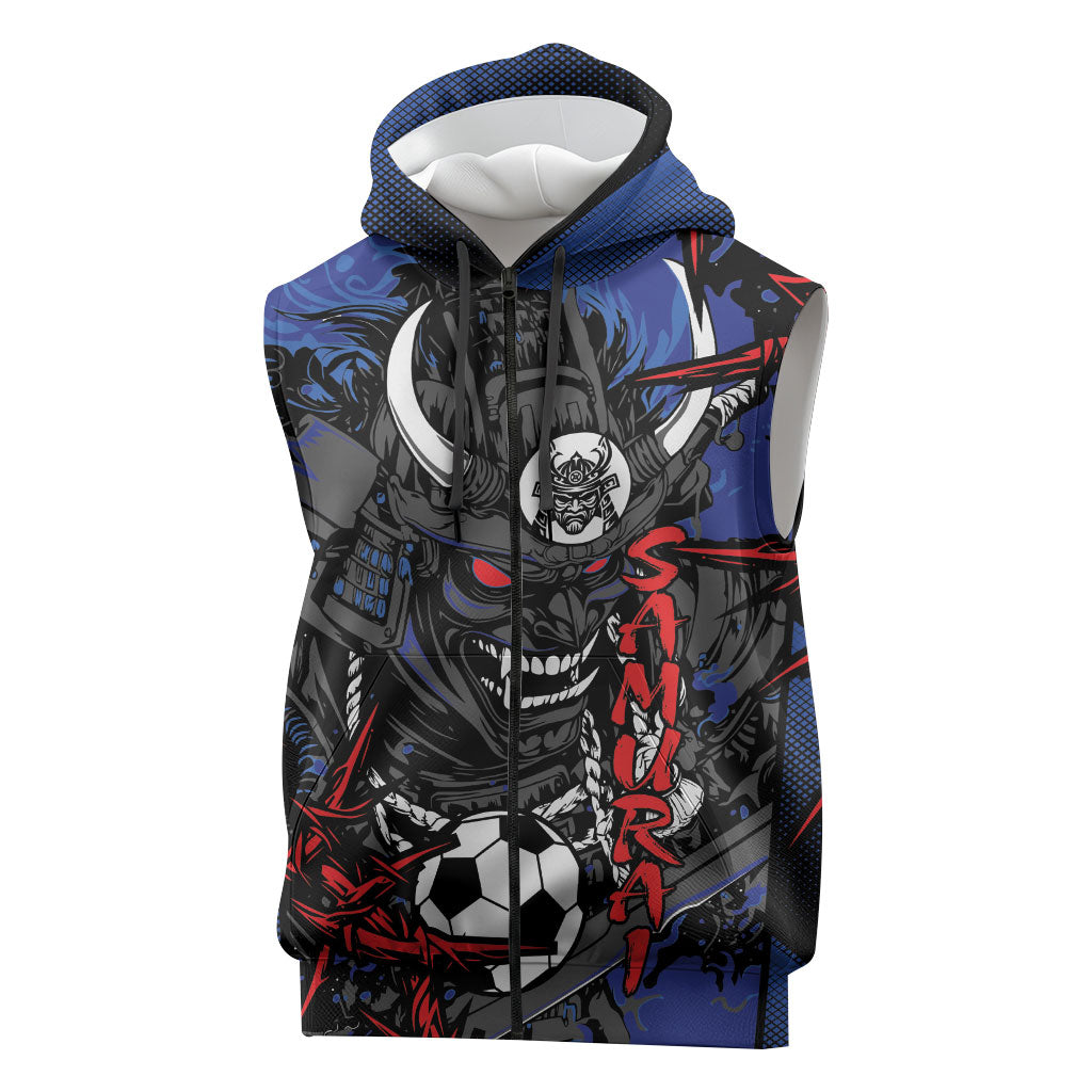 Personalised Japan Samurai 2026 Football Sleeveless Zip Hoodie Come To Fight