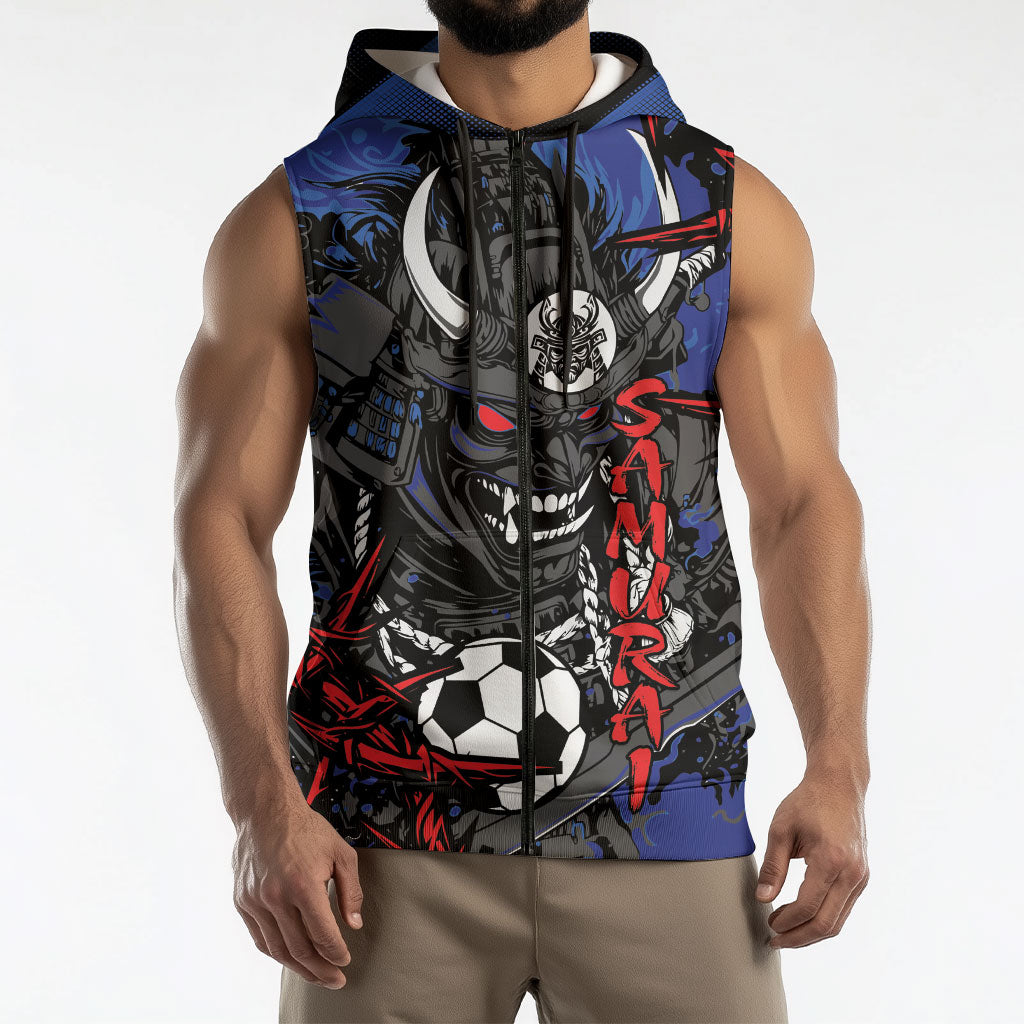 Personalised Japan Samurai 2026 Football Sleeveless Zip Hoodie Come To Fight