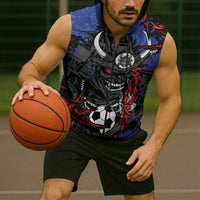 Personalised Japan Samurai 2026 Football Sleeveless Zip Hoodie Come To Fight