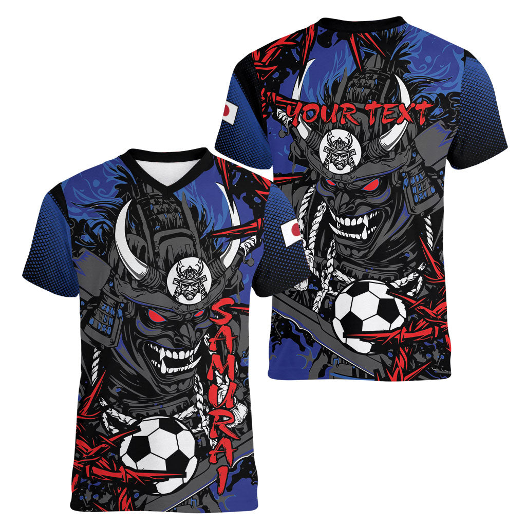 Personalised Japan Samurai 2026 Football Women V-Neck T-Shirt Come To Fight