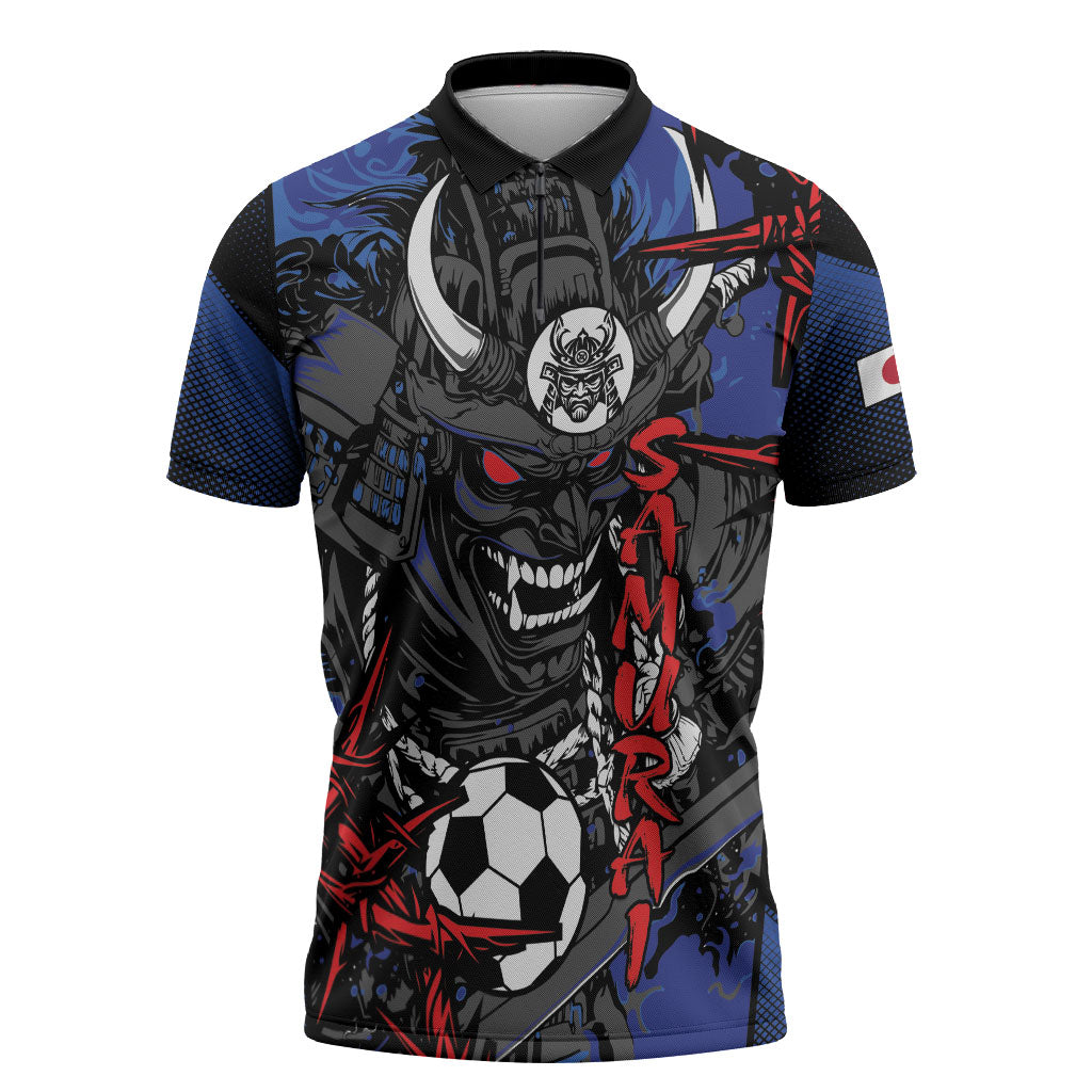 Personalised Japan Samurai 2026 Football Zipper Polo Shirt Come To Fight