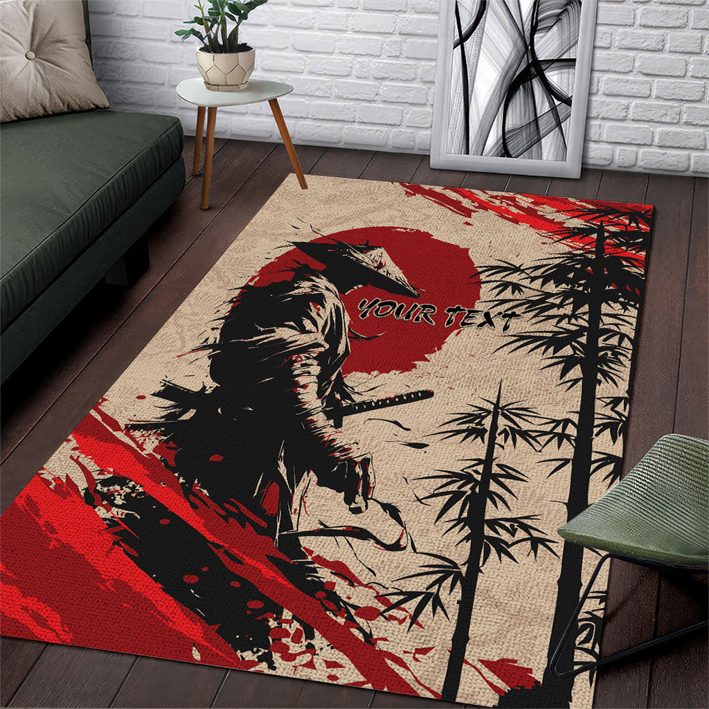 Personalised Japan Samurai Vintage Area Rug Honor Defines Strength