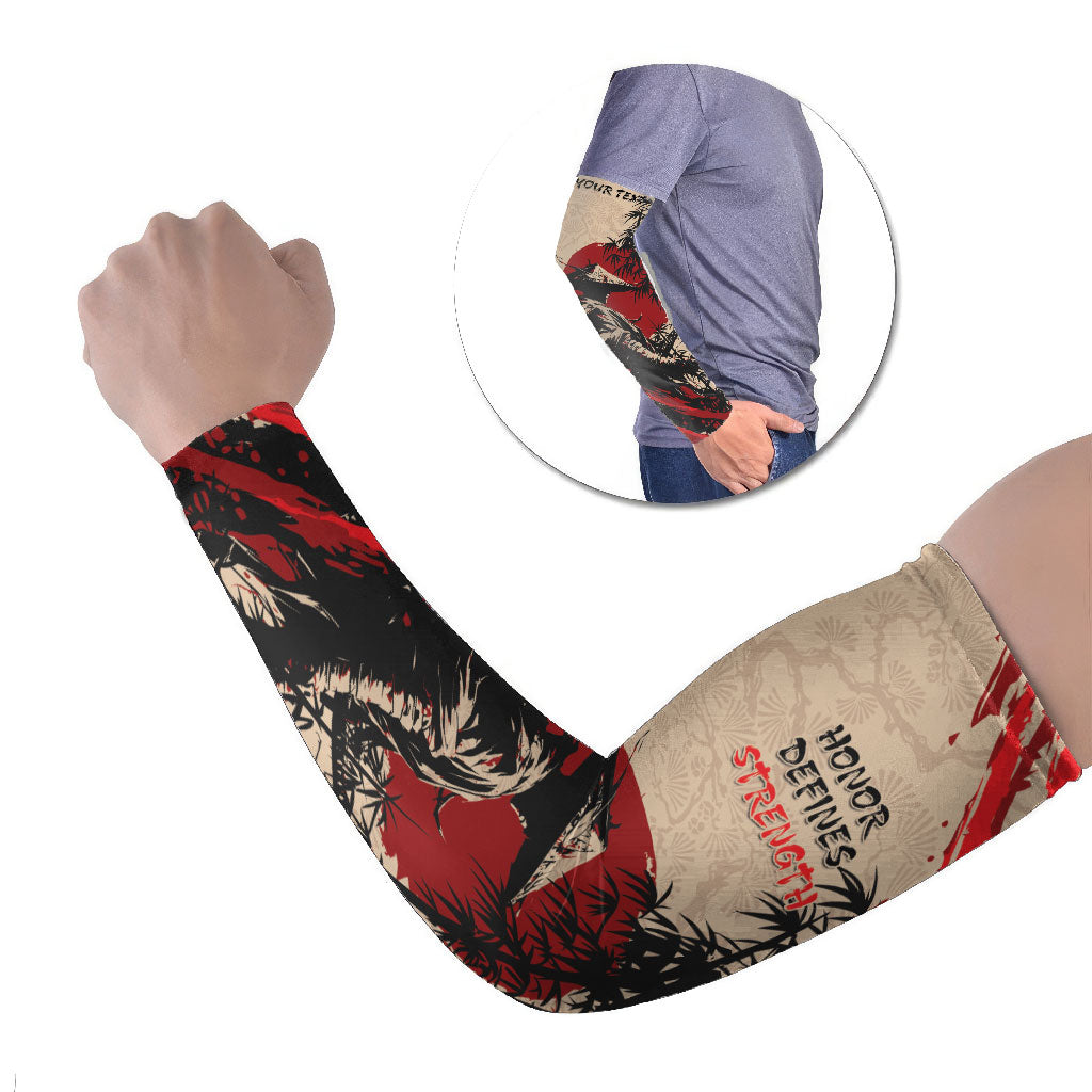 Personalised Japan Samurai Vintage Arm Sleeves Honor Defines Strength