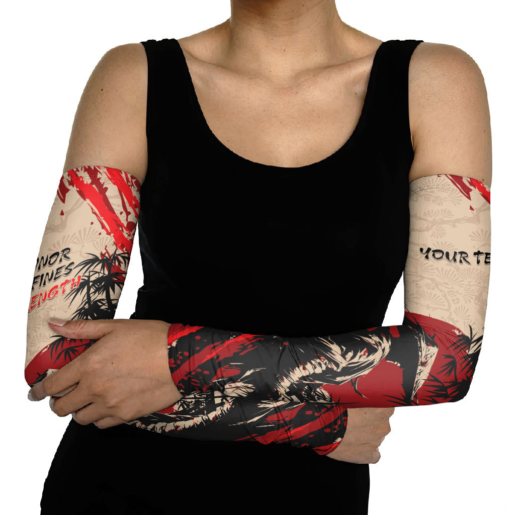Personalised Japan Samurai Vintage Arm Sleeves Honor Defines Strength