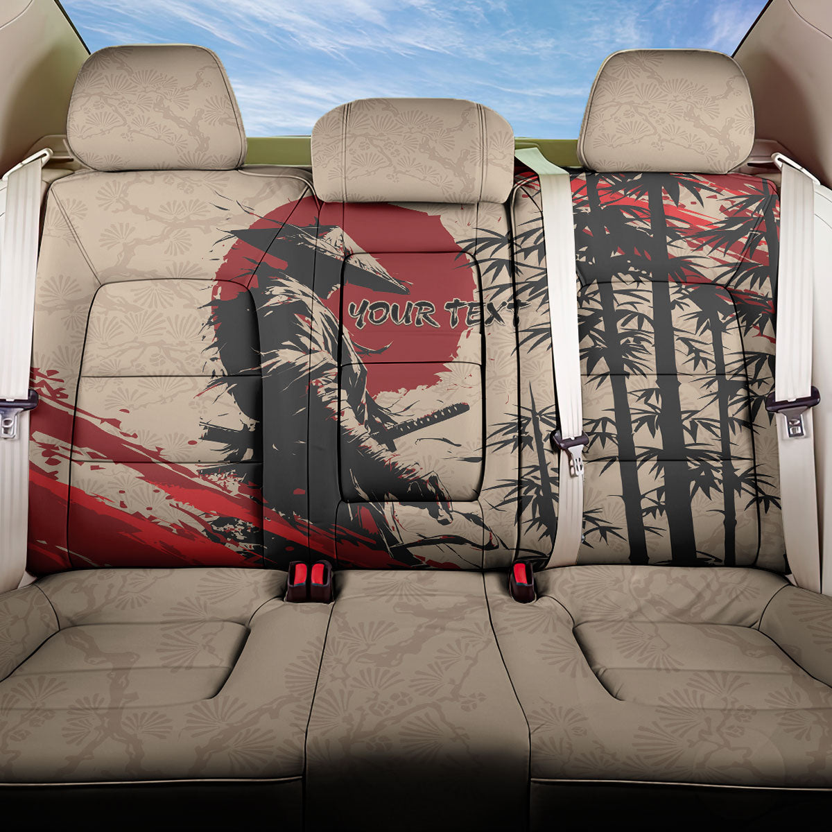 Personalised Japan Samurai Vintage Back Car Seat Cover Honor Defines Strength