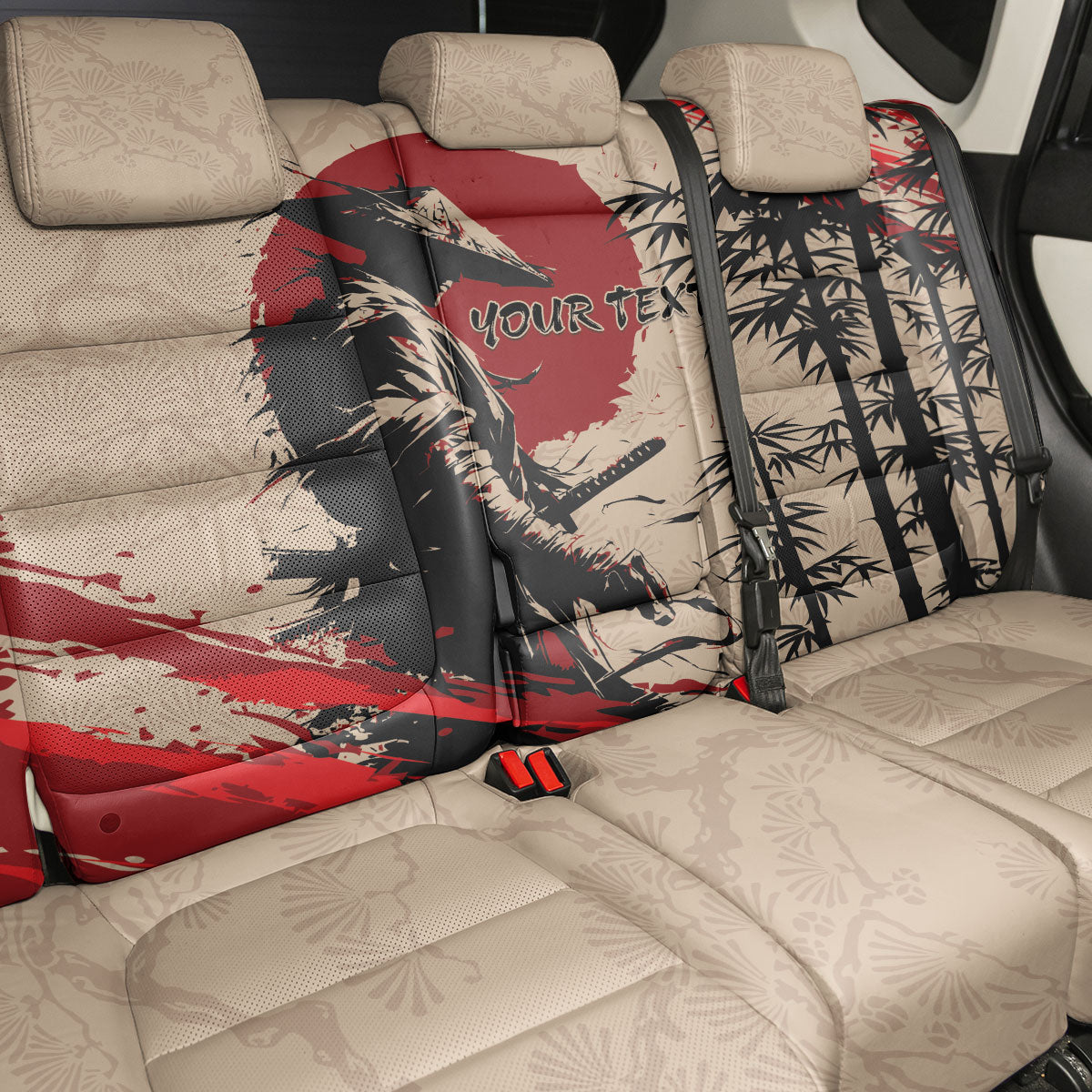 Personalised Japan Samurai Vintage Back Car Seat Cover Honor Defines Strength
